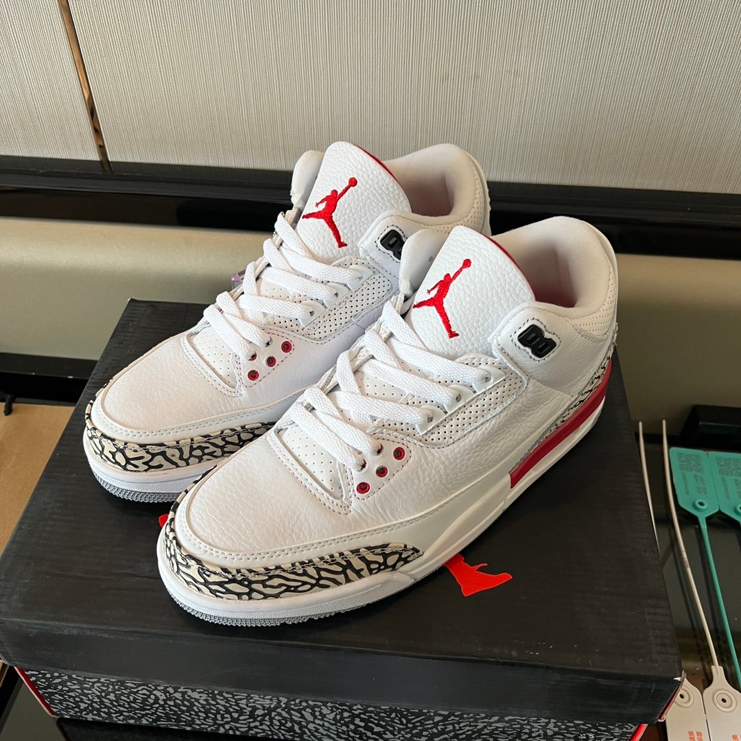 Air Jordan 3 Hurricane White Red Cement Retro Sneakers