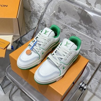 LV Trainer Sneaker - White and Green Premium Leather